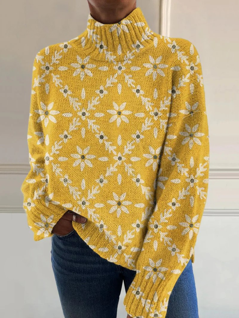 DELAUNAY | Pull Col Montant Marguerites Nathalie