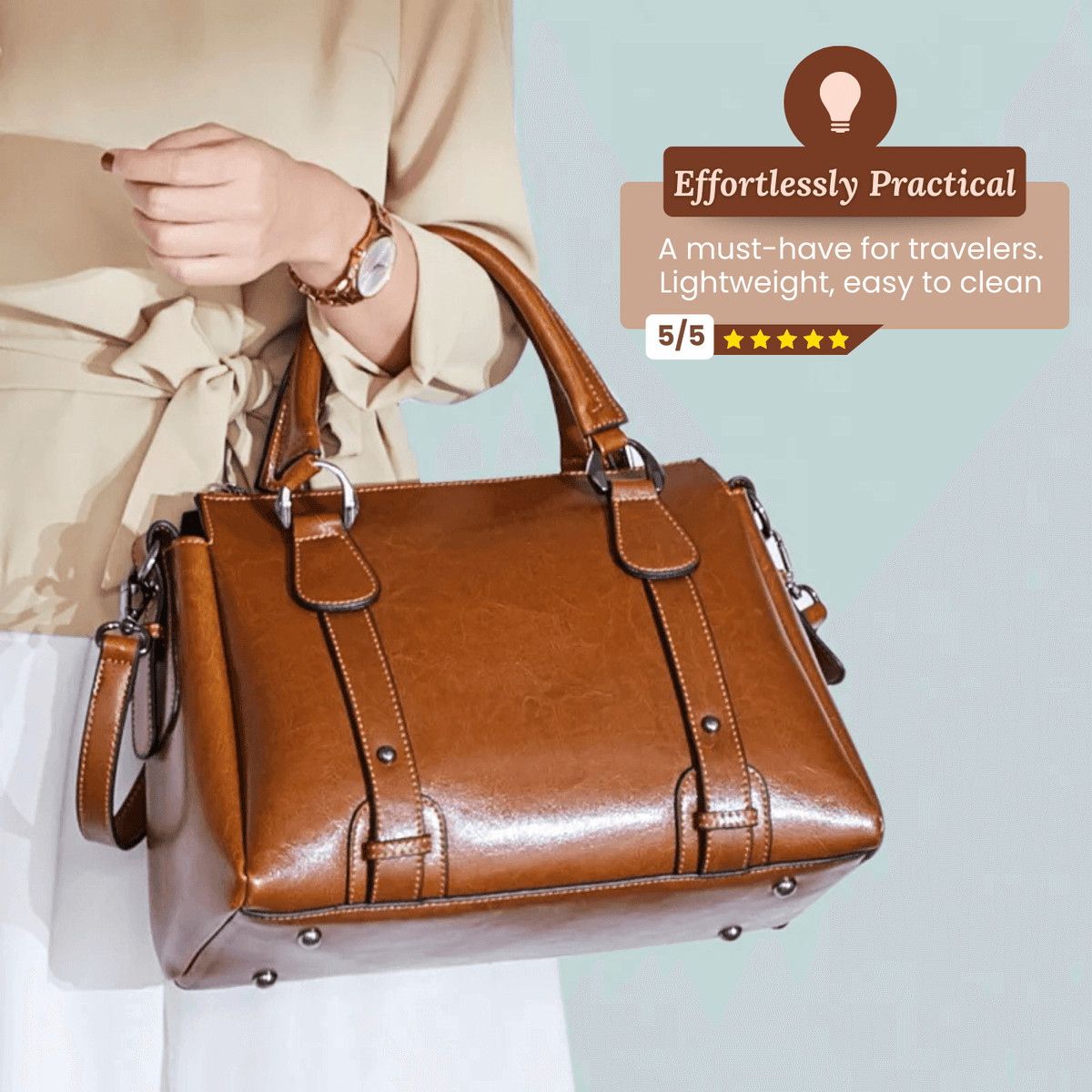 Valeria | Sac Satchel à Fermeture Zippée Supérieure
