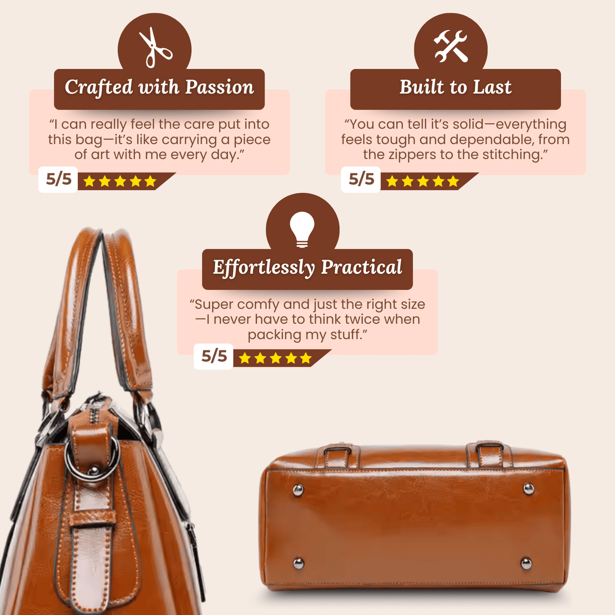 Valeria | Sac Satchel à Fermeture Zippée Supérieure