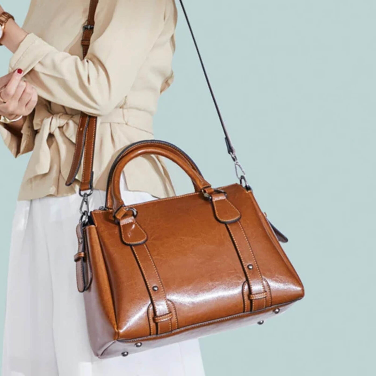 Valeria | Sac Satchel à Fermeture Zippée Supérieure