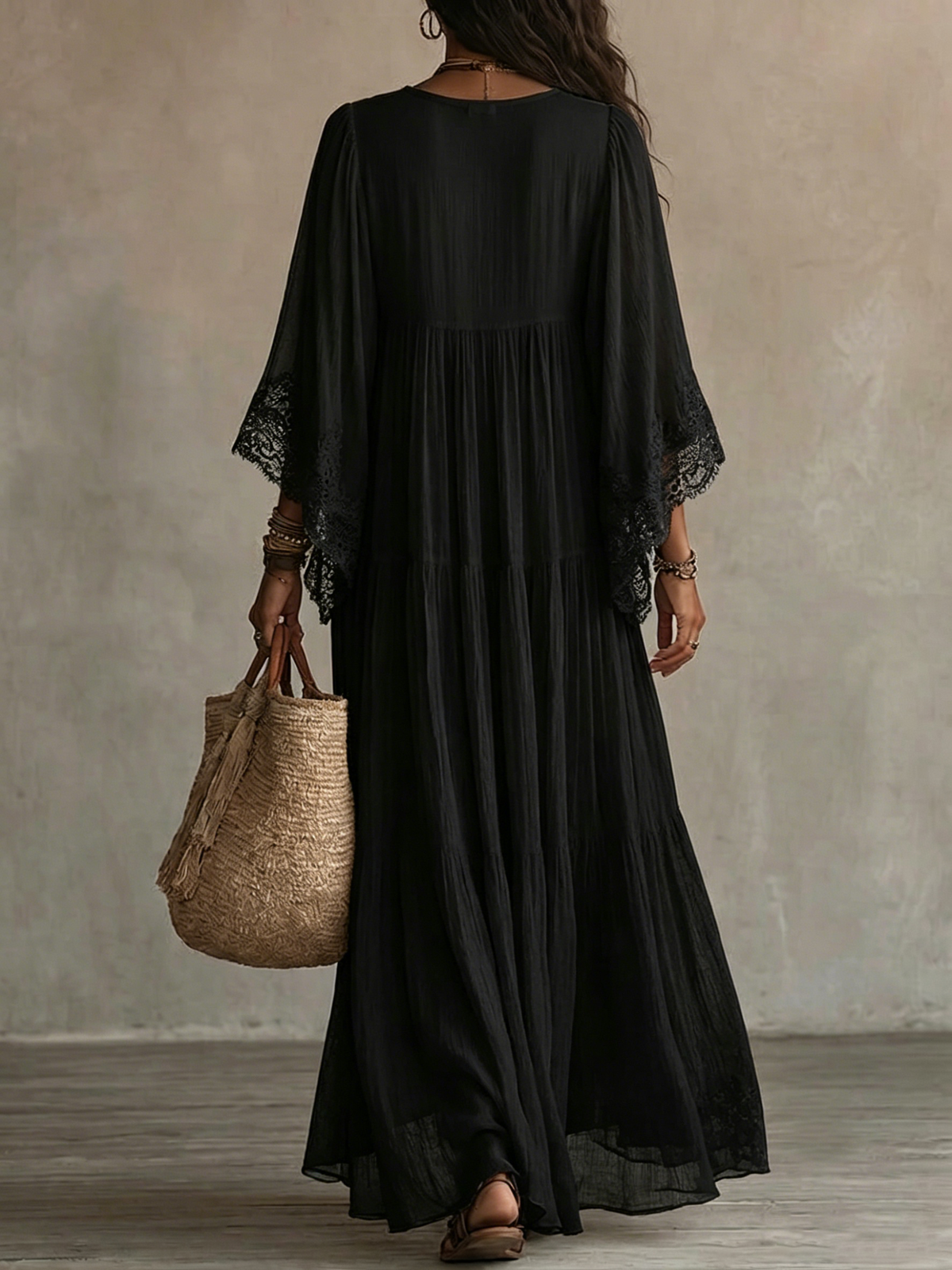Ravenna | Robe longue à manches chauve-souris