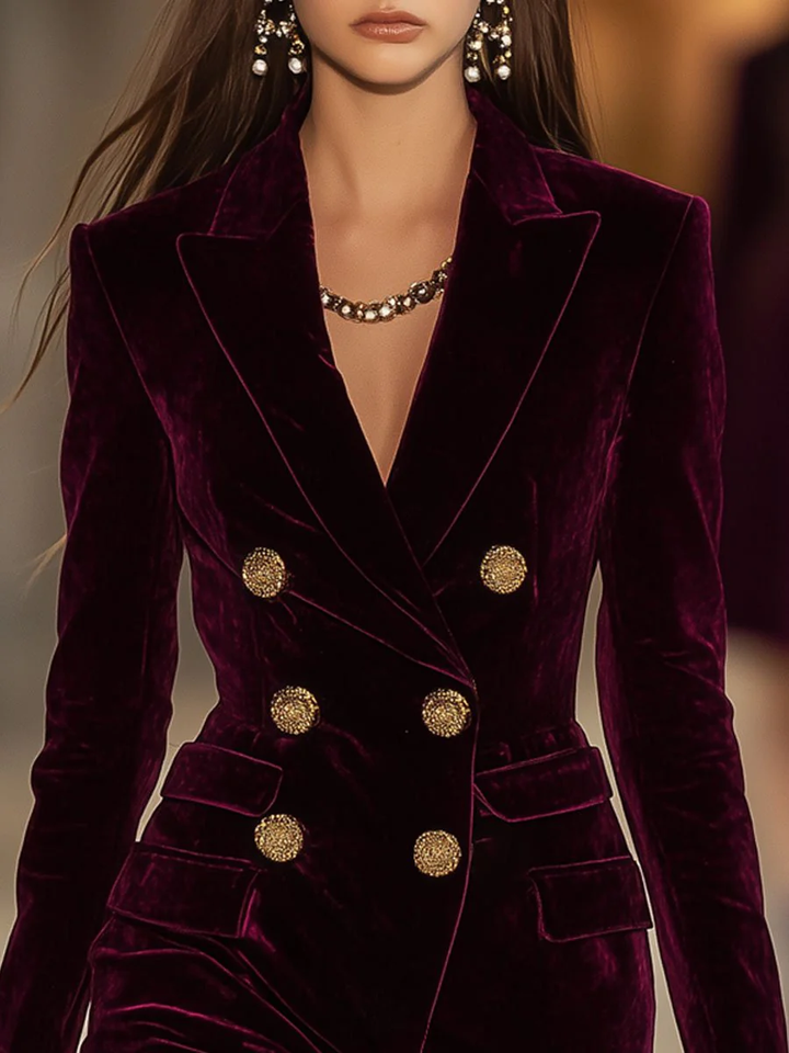 Delaunay | ROBE BLAZER EN VELOURS À BOUTONS DORÉS
