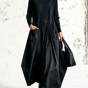 Robe longue oversize à col haut et détail poches