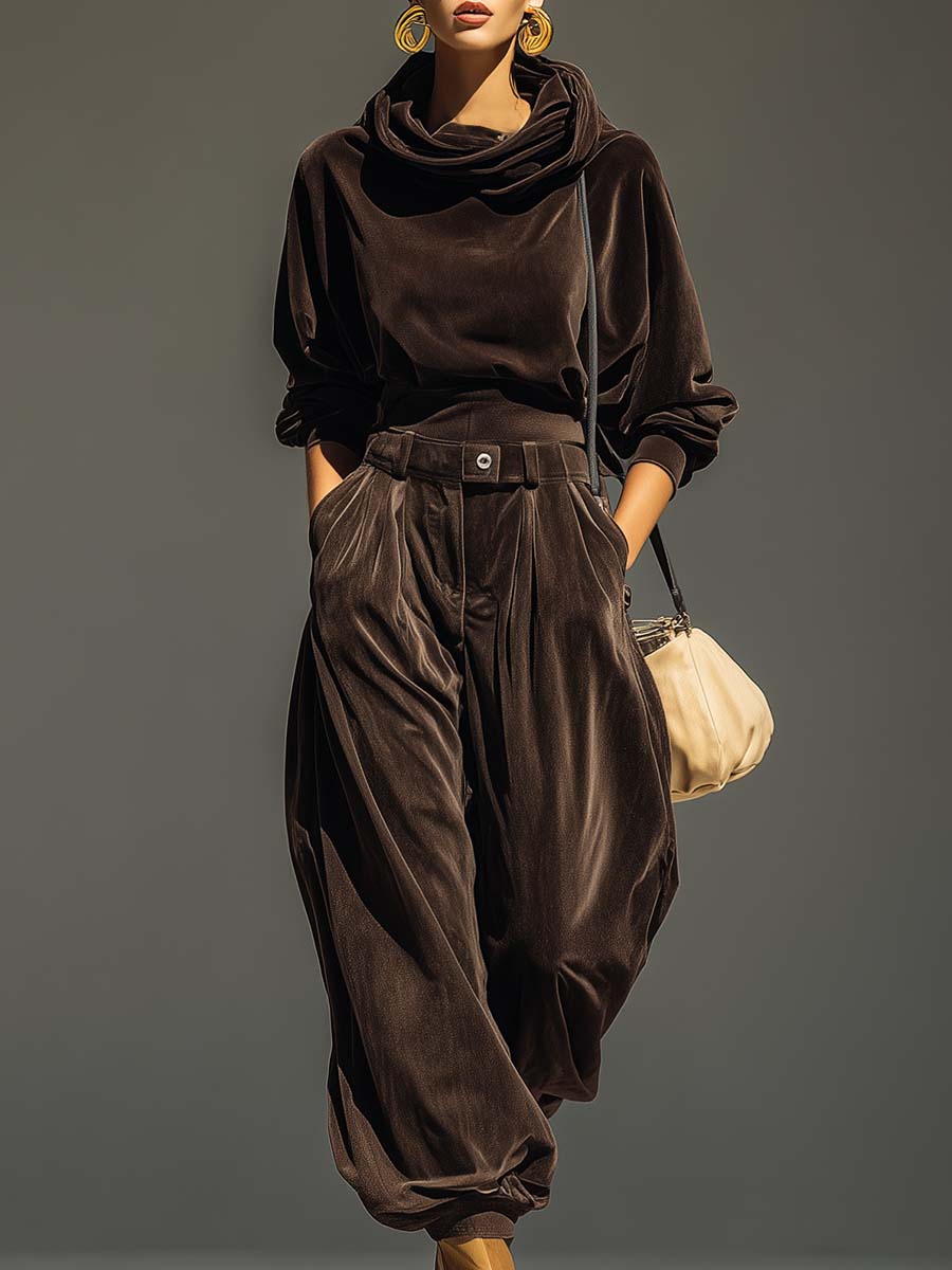 Ensemble sweat à capuche vintage doux et pantalon ample