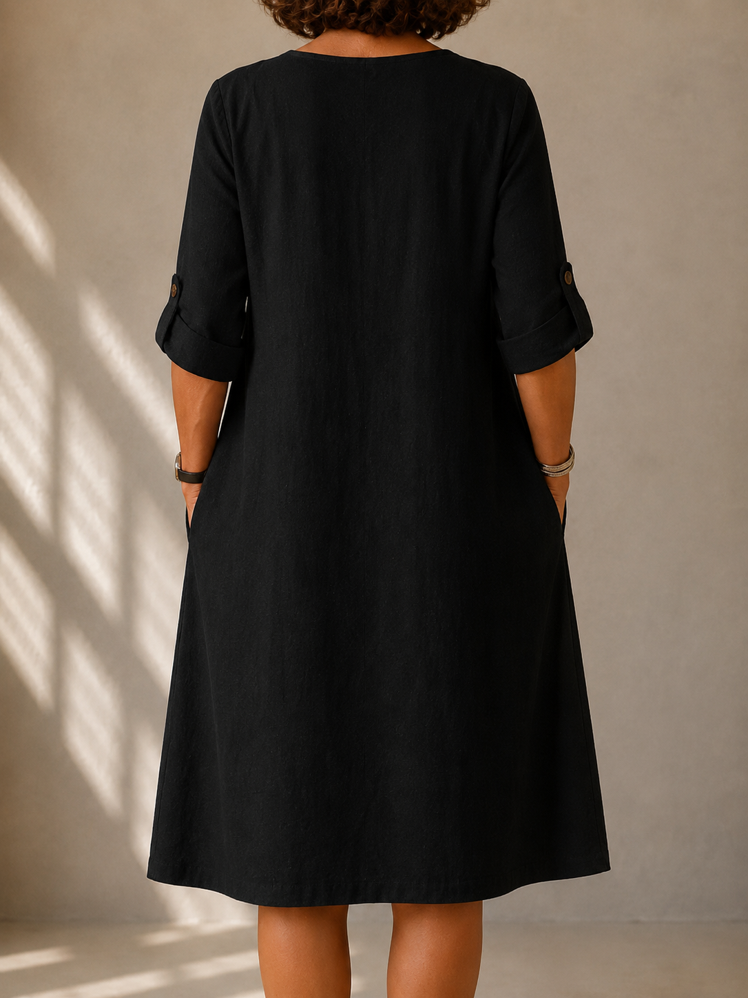 DELAUNAY | Robe Droite Manches Retroussées Pauline