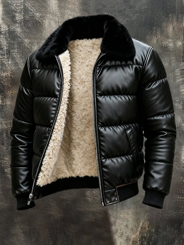 Konstantin | Doudoune homme pour l'hiver en similicuir matelassé