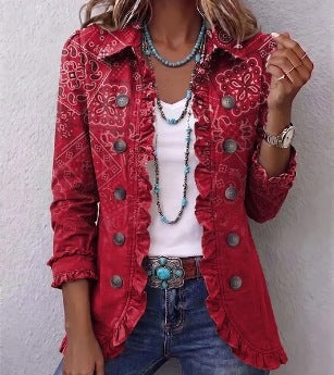 DELAUNAY | Veste Bandana Fleuri à Volants Sandrine