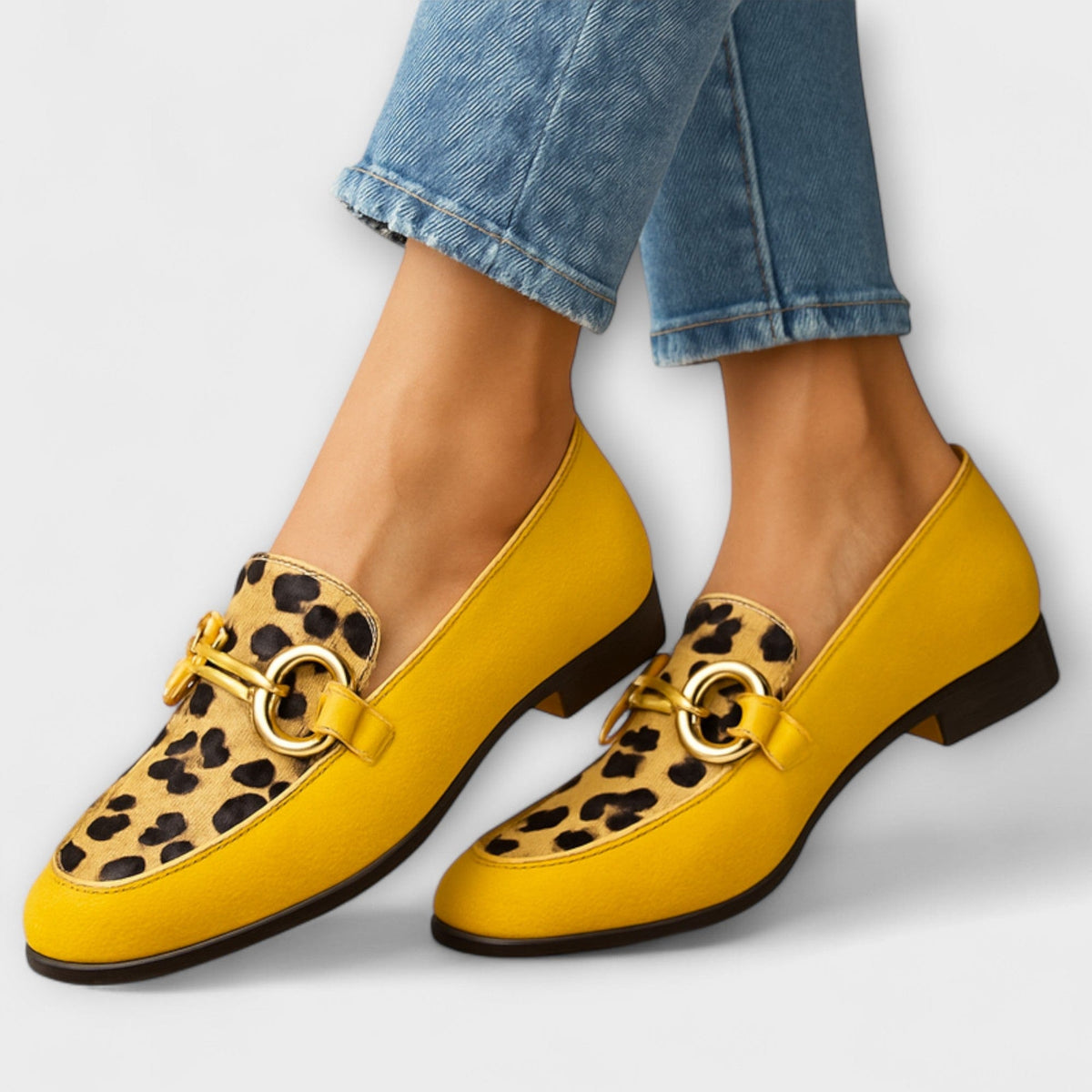 DELAUNAY | Mocassins Jaunes Imprimé Léopard Claire