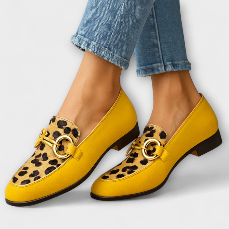 DELAUNAY | Mocassins Jaunes Imprimé Léopard Claire