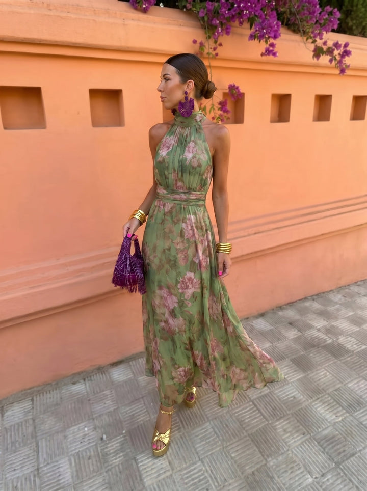 Delaunay | Robe Longue Fleurie Encolure Plongeante Sandrine