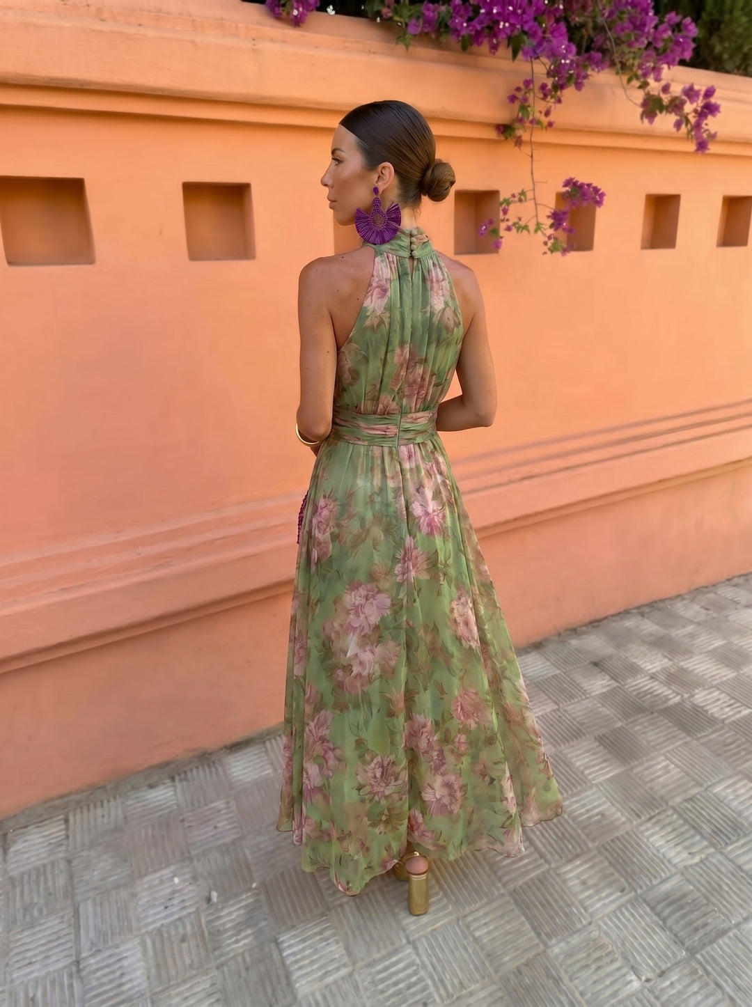 Delaunay | Robe Longue Fleurie Encolure Plongeante Sandrine