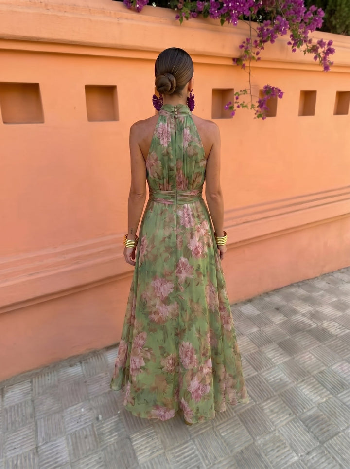 Delaunay | Robe Longue Fleurie Encolure Plongeante Sandrine