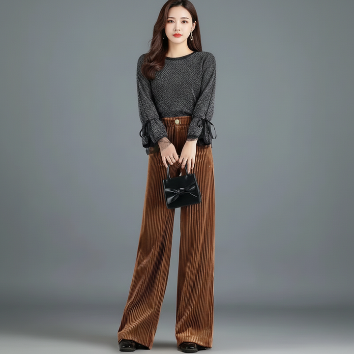 Delaunay | PANTALON EN VELOURS TRICOTÉ TAILLE HAUTE POUR FEMME