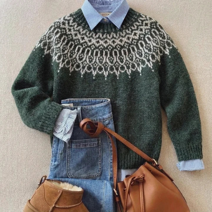 DELAUNAY | Pull Maille Empiècement Neige Camille