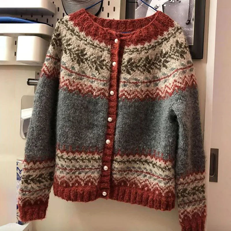 DELAUNAY | Gilet Maille Boutonné Jacquard Catherine