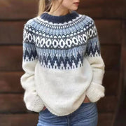 DELAUNAY | Pull Maille Écru Empiècement Marine Pauline