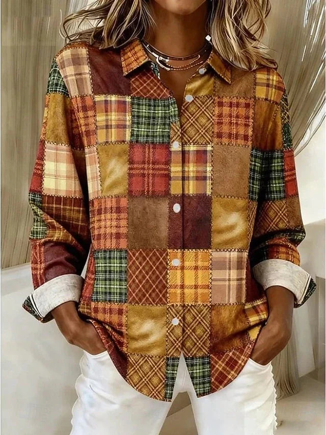 Merritt™ | Chemisier boutonné vintage patchwork