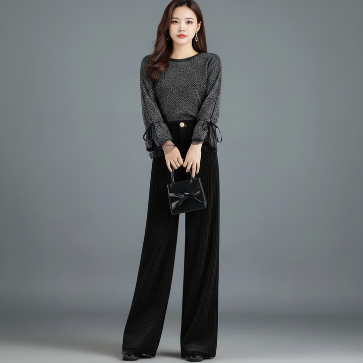 Delaunay | PANTALON EN VELOURS TRICOTÉ TAILLE HAUTE POUR FEMME