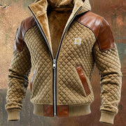 Tobias | Veste matelassée pour homme avec capuche et manches aspect cuir