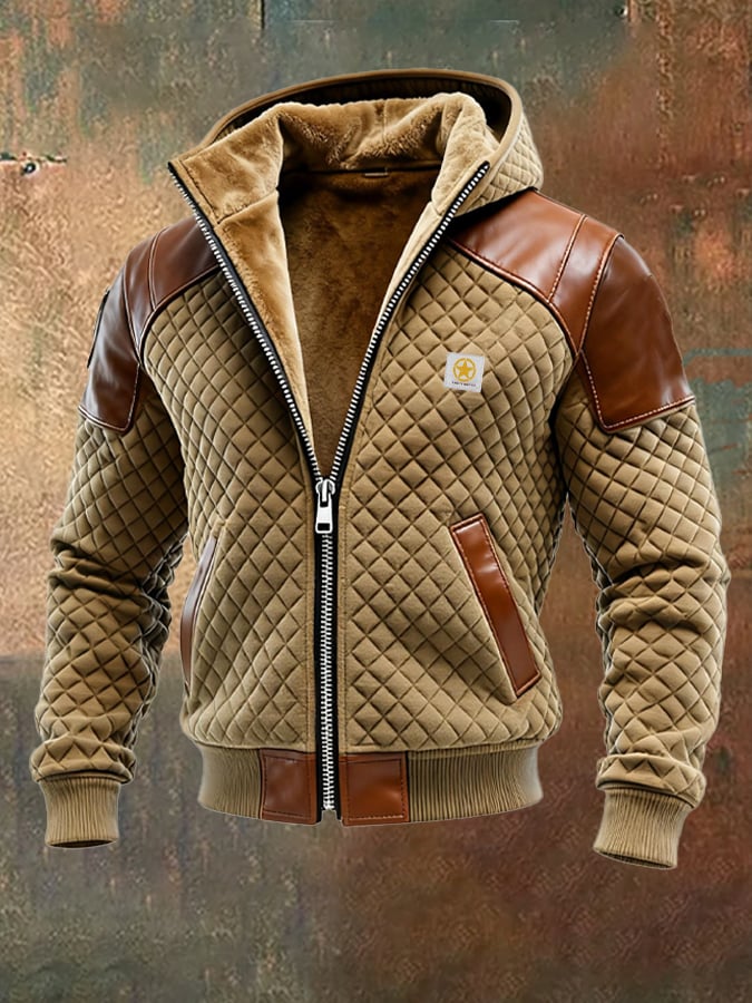 Tobias | Veste matelassée pour homme avec capuche et manches aspect cuir