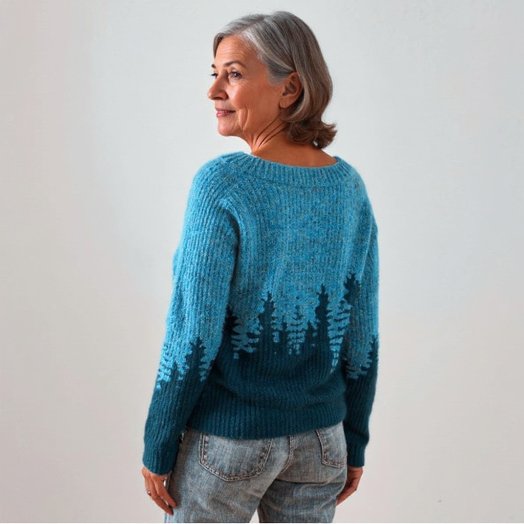 DELAUNAY | Pull Maille Motif Forêt Brigitte