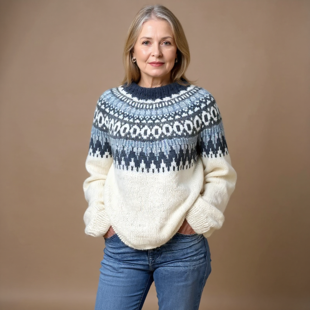 DELAUNAY | Pull Maille Écru Empiècement Marine Pauline