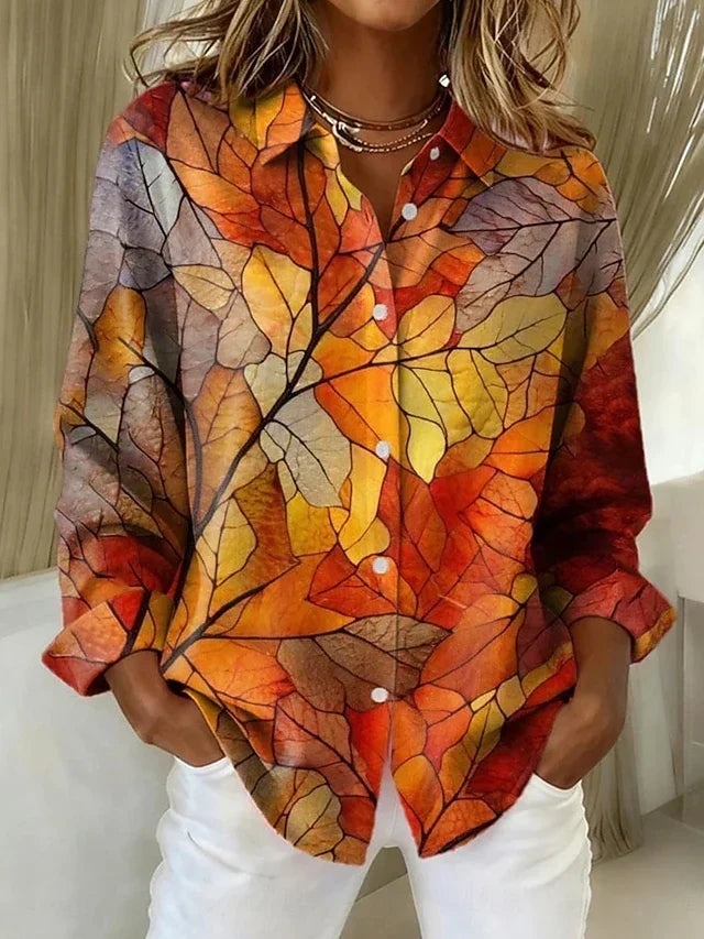 Melrose™ | Blouse à boutons à imprimé botanique vintage