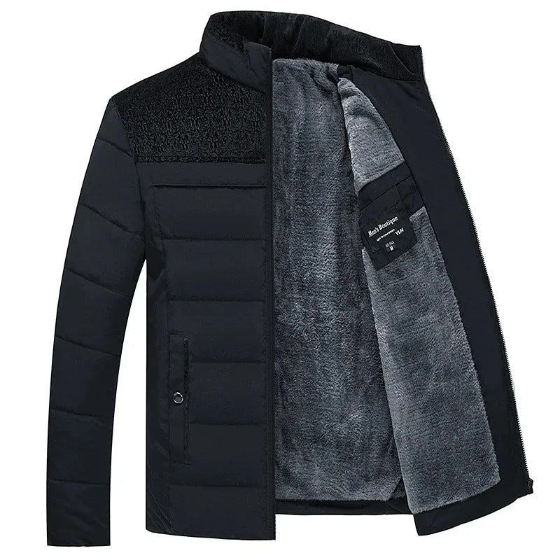 Veste d'hiver matelassée pour homme doublée de polaire avec empiècements contrastés