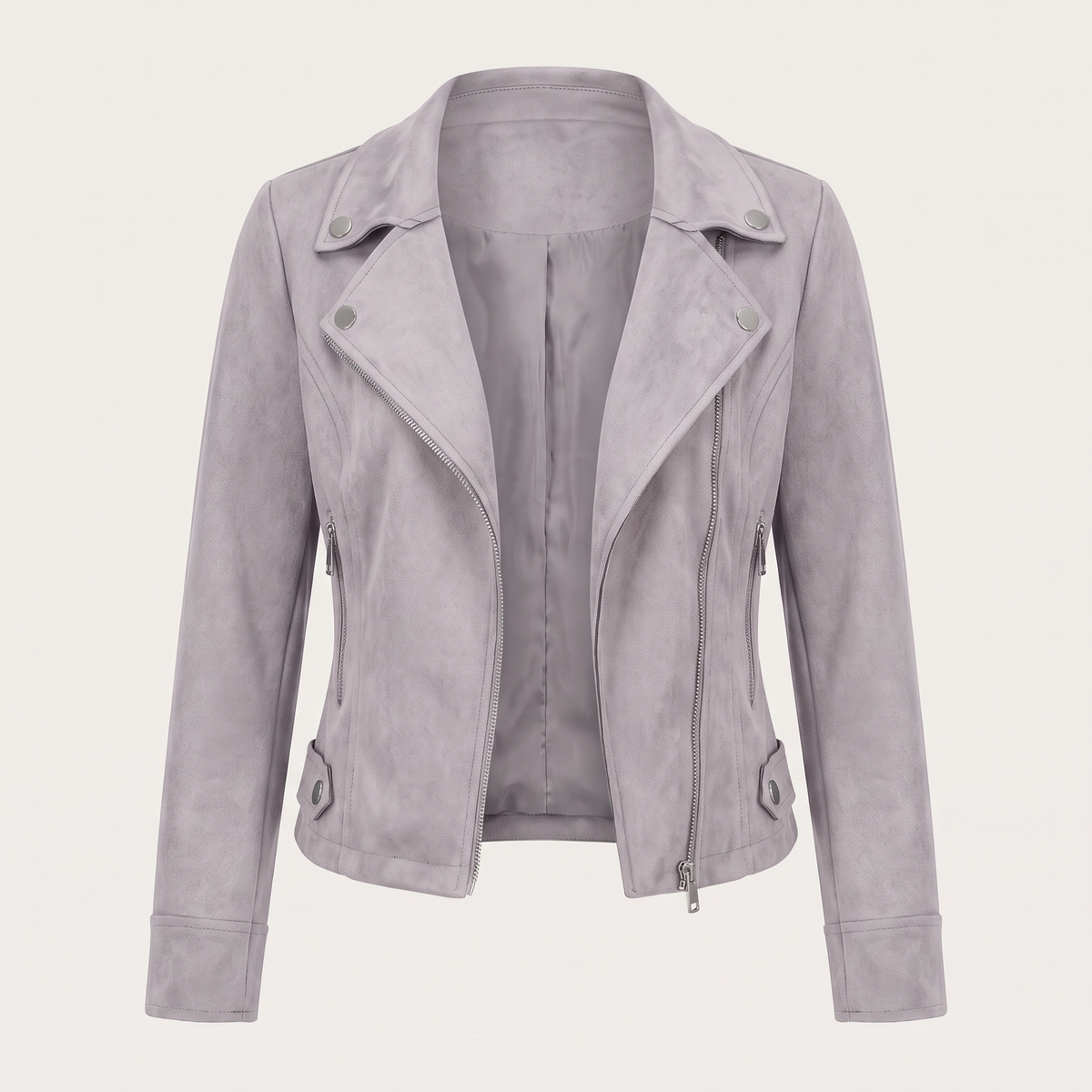 Lia | Veste courte façon suédé avec fermeture éclair asymétrique