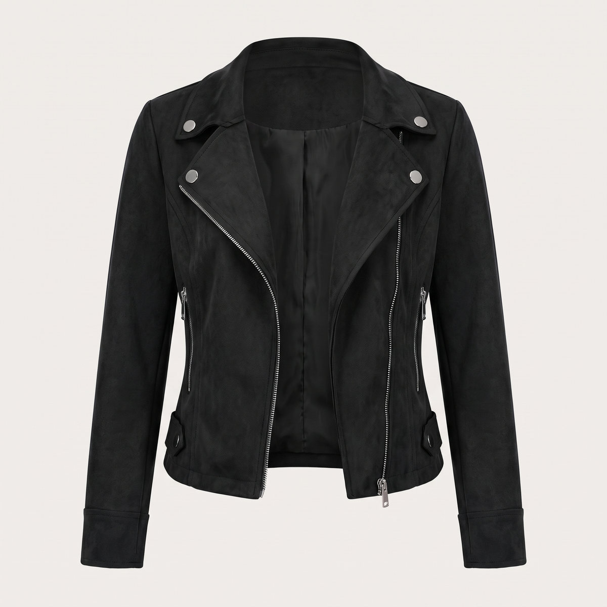 Lia | Veste courte façon suédé avec fermeture éclair asymétrique