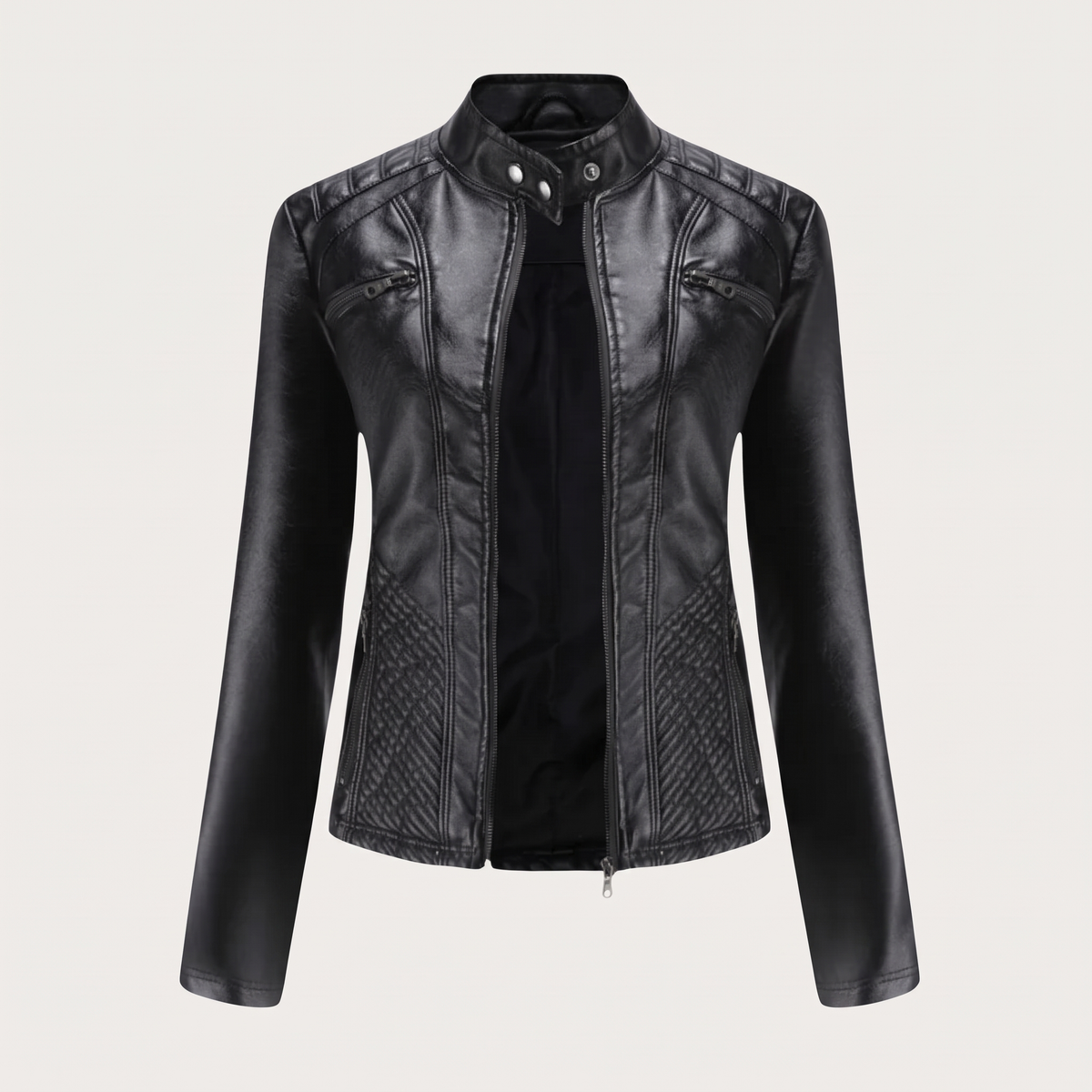 Samanta | Veste motard à col montant