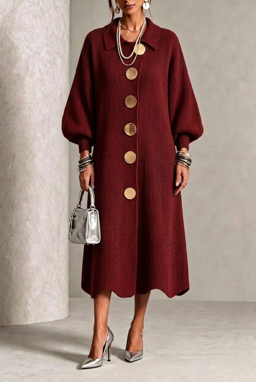 Sienna - Robe longue à manches longues boutonnée