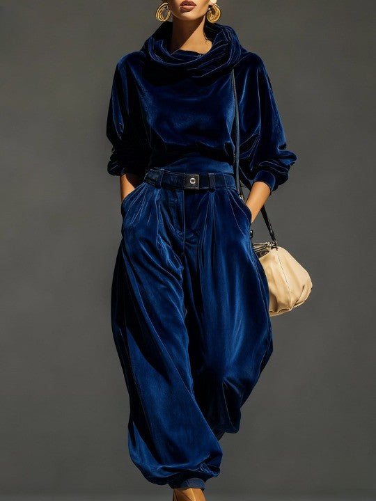Ensemble sweat à capuche vintage doux et pantalon ample
