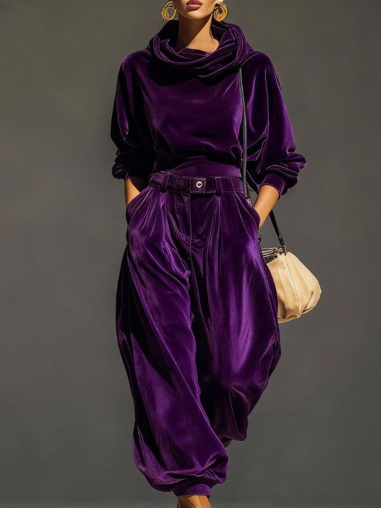 Ensemble sweat à capuche vintage doux et pantalon ample