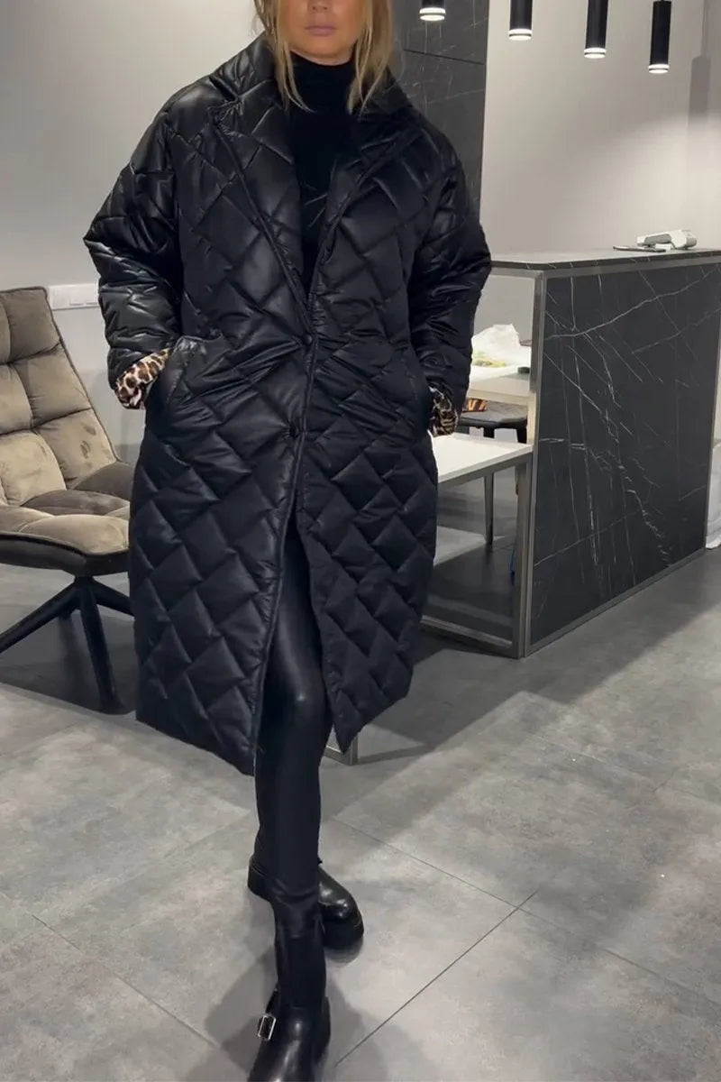 Liv™ – Manteau mi-long matelassé et réversible avec doublure léopard