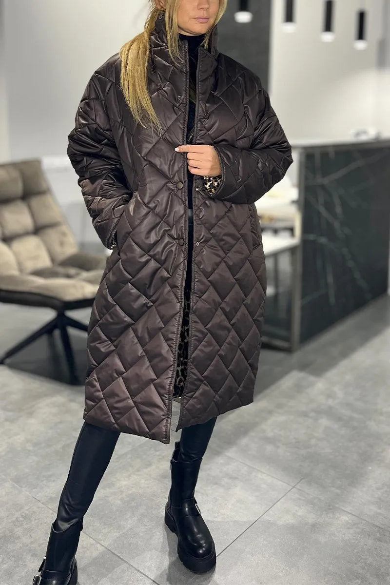 Liv™ – Manteau mi-long matelassé et réversible avec doublure léopard