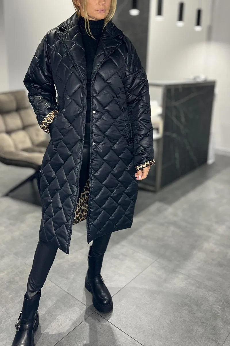 Liv™ – Manteau mi-long matelassé et réversible avec doublure léopard