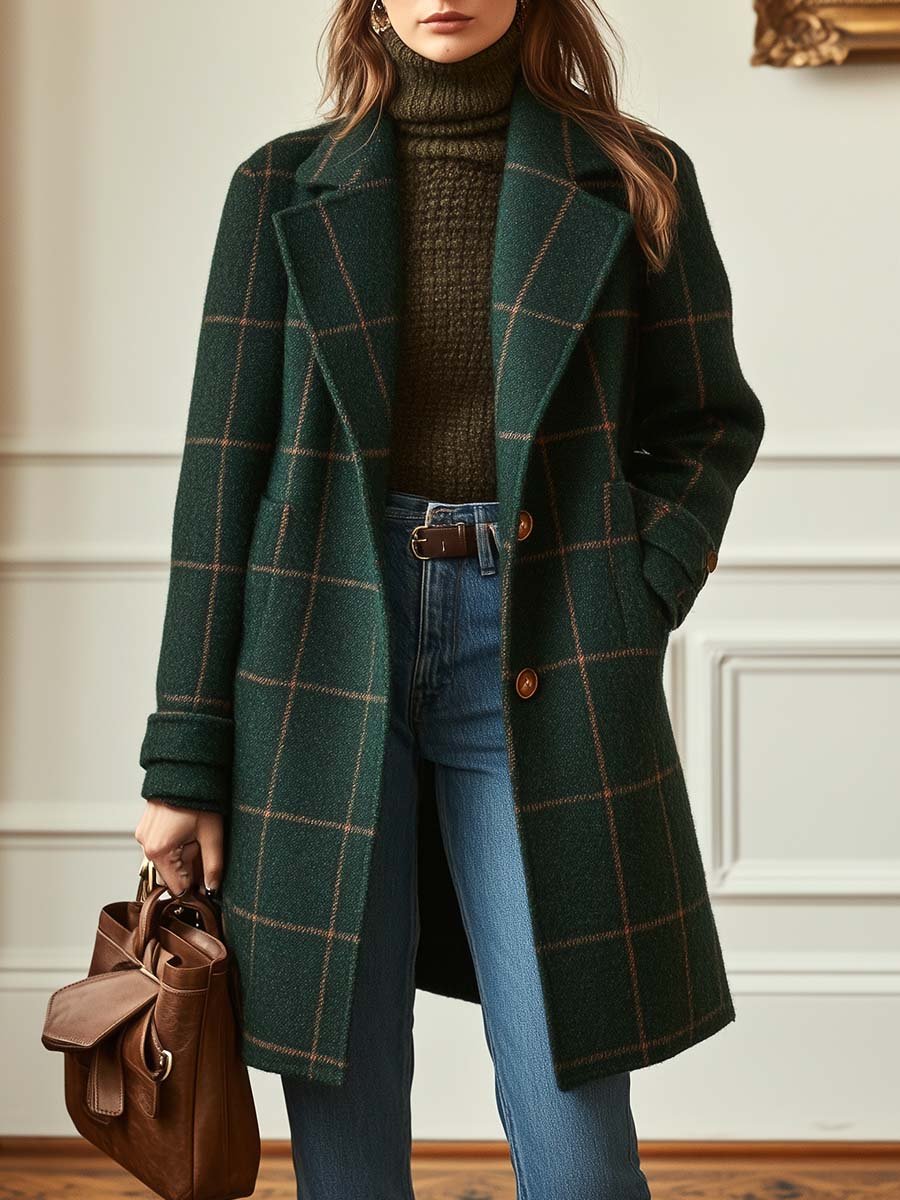 DELAUNAY | Manteau Effet Laine à Carreaux