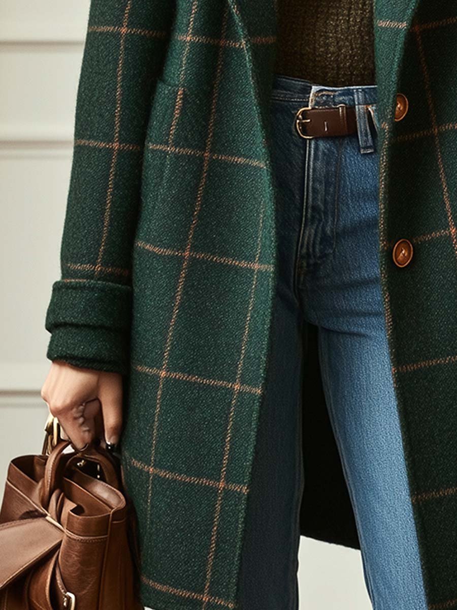 DELAUNAY | Manteau Effet Laine à Carreaux