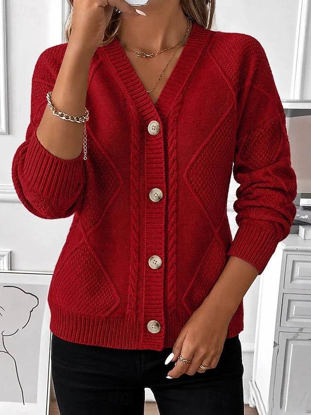 Joyce | Gilet boutonné vintage en maille torsadée