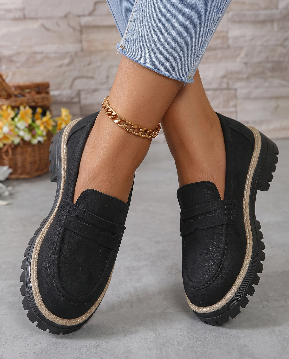 Mocassin Elena — Plateforme Talon Épais