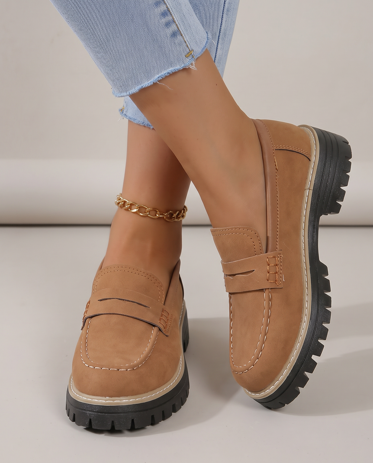 Mocassin Elena — Plateforme Talon Épais