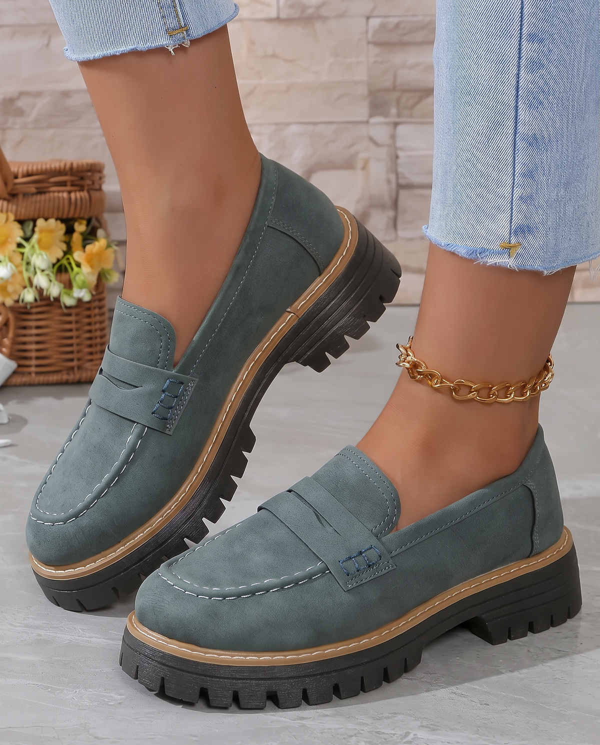 Mocassin Elena — Plateforme Talon Épais