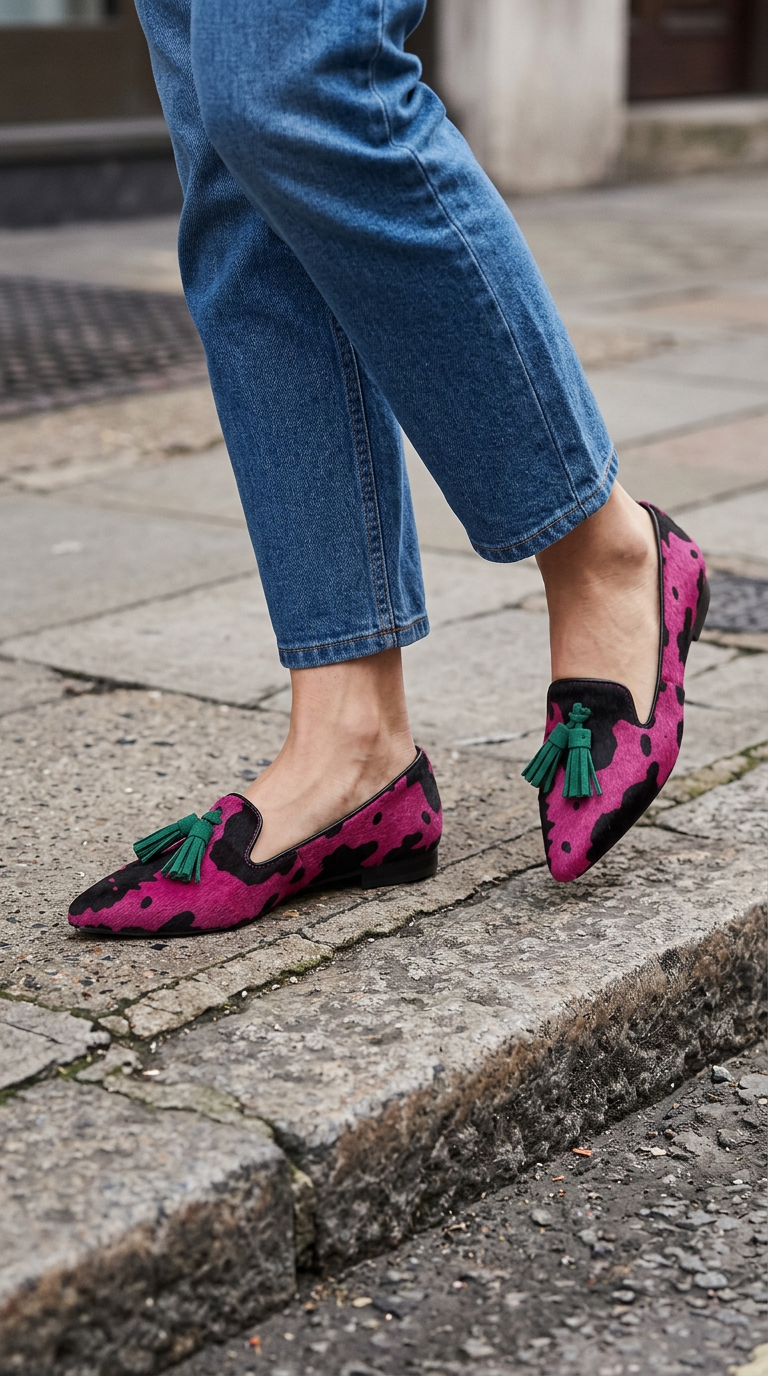 Ginevra Mocassin — Vache Fuchsia, Glands Verts