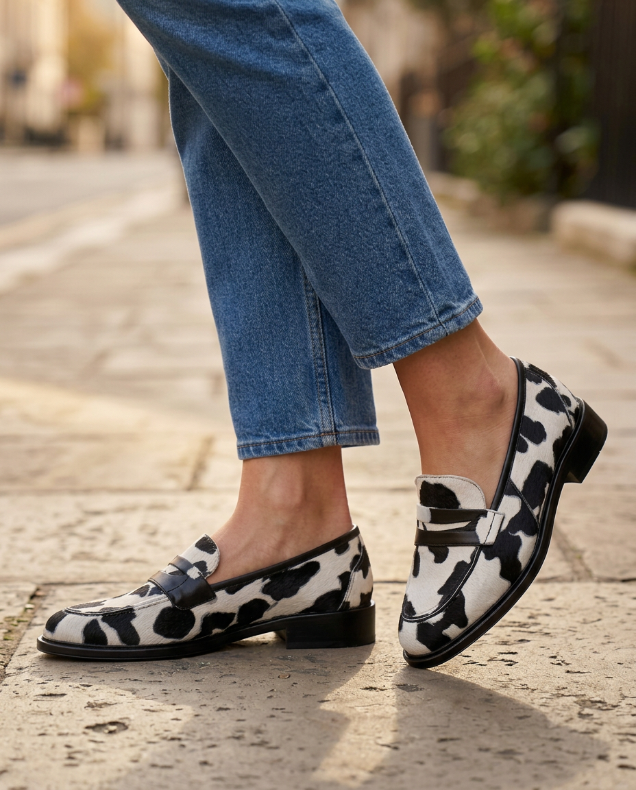 Nives Mocassin — Imprimé Vache avec Mocassin Penny