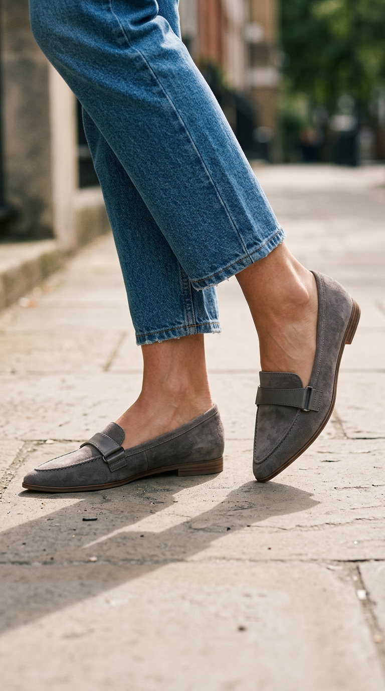 Mocassin pointu à bride sur le cou-de-pied