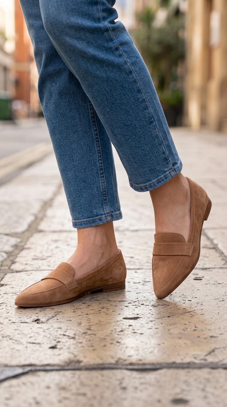 Mocassin pointu à bride sur le cou-de-pied