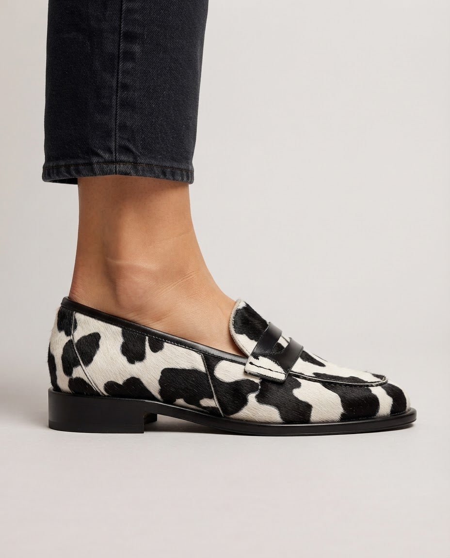 Nives Mocassin — Imprimé Vache avec Mocassin Penny