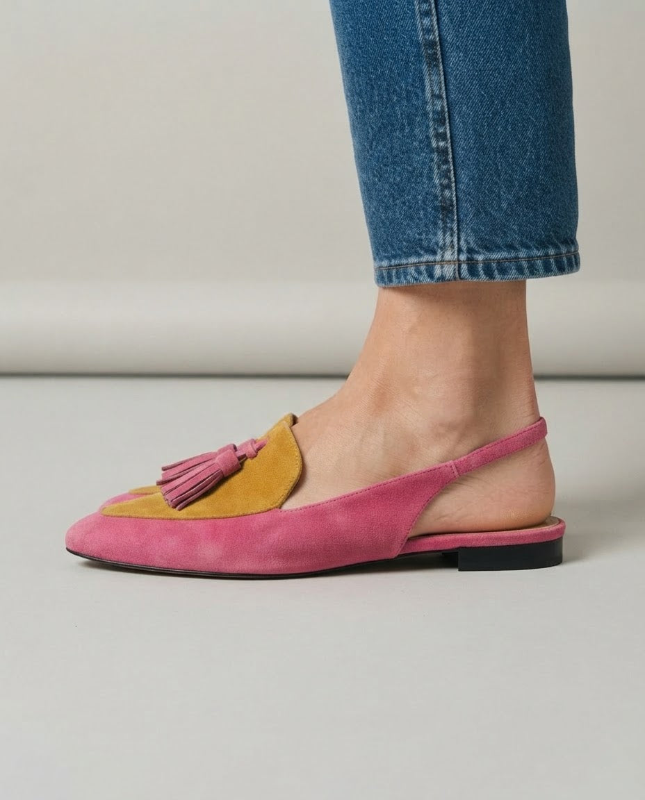 Elena à bride arrière — Fuchsia et Moutarde
