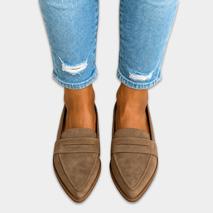 Mocassin Irene — Bout Pointu Effet Daim